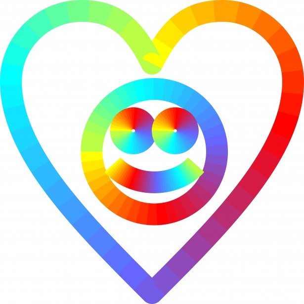colorful smiley face and heart shapes