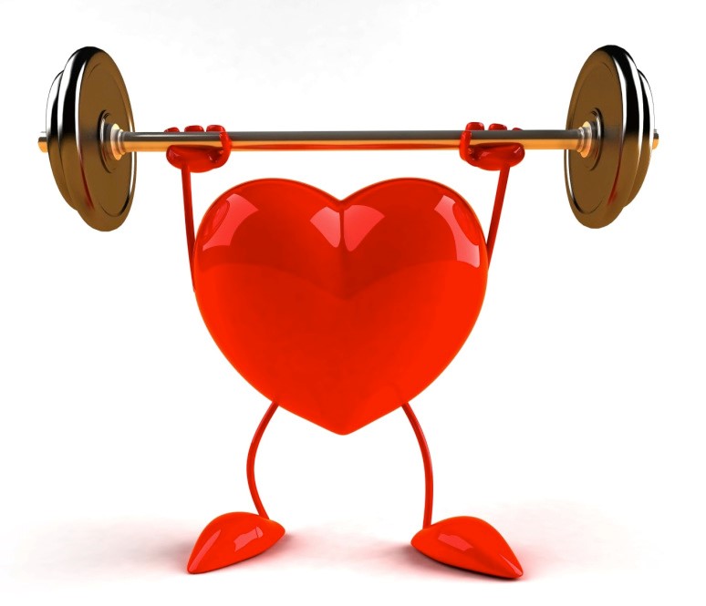 A heart lifting weights